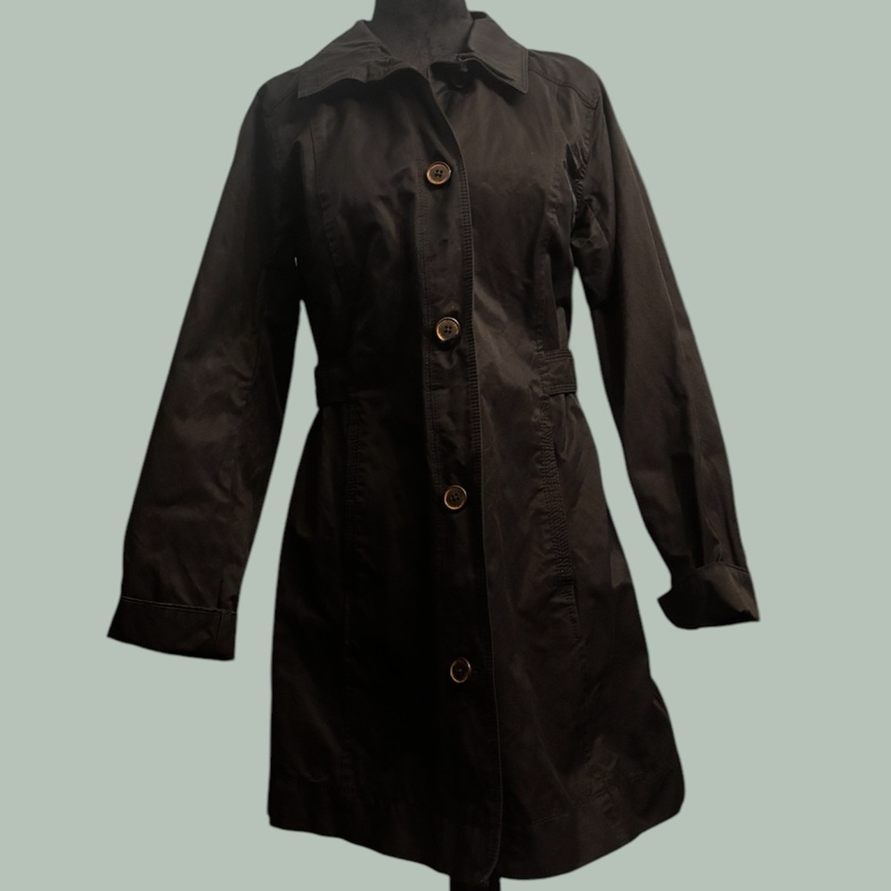 Eddie Bauer Women’s Black Button-Down Trench Coat